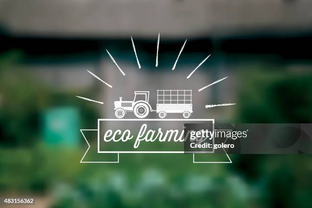 eco farming line symbol on blurred background - white barn stock illustrations