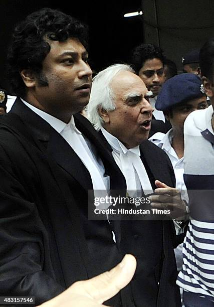 Former Union Minister and Senior Lawyer Kapil Sibal seen entering Calcutta High Court to plead for Madan Mitra’s bail on August 6, 2015 in Kolkata...