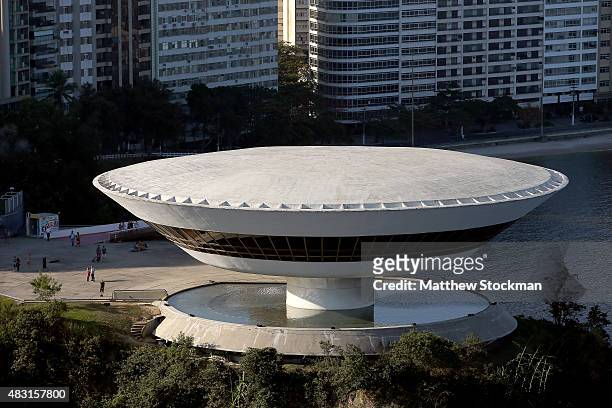 The Niteroi Contemporary Art Museum, or the Museu de Arte Contemporânea de Niterói - MAC, designed by Brazilian architect Oscar Niemeyer, is seen...