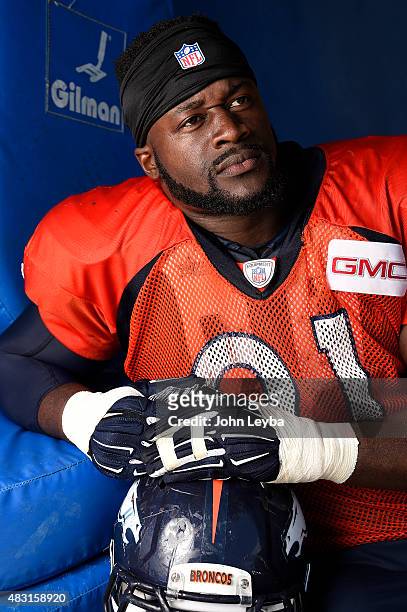 Denver Broncos defensive end Kenny Anunike poses for a portrait after practice on day 6 of training camp August 6, 2015 at Dove Valley.