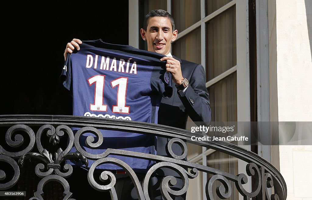 Paris Saint-Germain Press Conference To Present New Signing Angel Di Maria