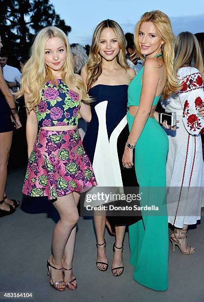Actresses Dove Cameron, Halston Sage and Bella Thorne attend Teen Vogue x Simon BTSS Kick-off Dinner on August 5, 2015 in Los Angeles, California.