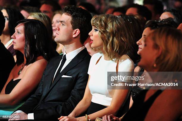 Austin Swift and recording artist Taylor Swift attend the 49th Annual Academy of Country Music Awards at the MGM Grand Garden Arena on April 6, 2014...