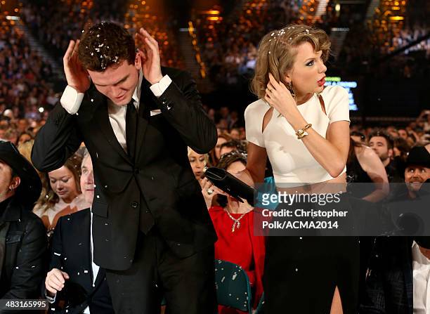 Austin Swift and recording artist Taylor Swift attend the 49th Annual Academy of Country Music Awards at the MGM Grand Garden Arena on April 6, 2014...