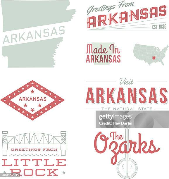 arkansas typografie - arkansas stock-grafiken, -clipart, -cartoons und -symbole