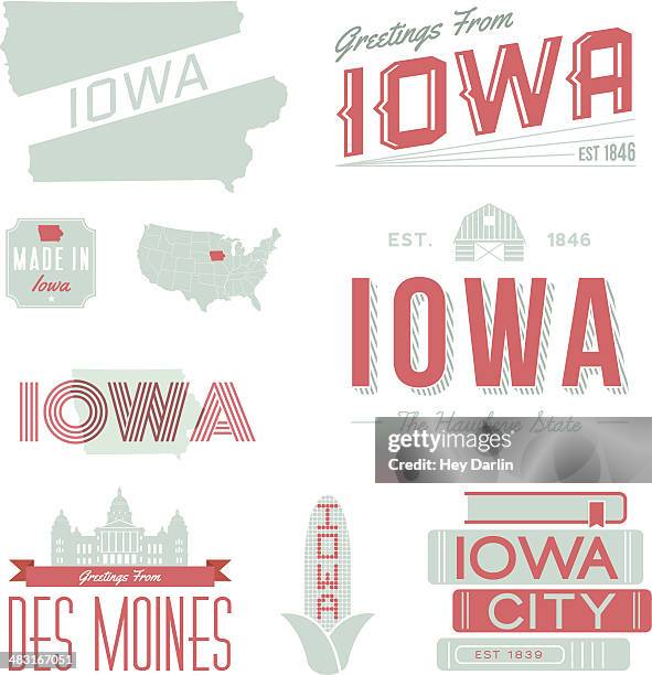 stockillustraties, clipart, cartoons en iconen met iowa typography - iowa