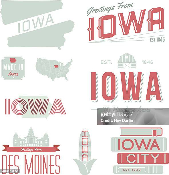 iowa typography - iowa stock illustrations