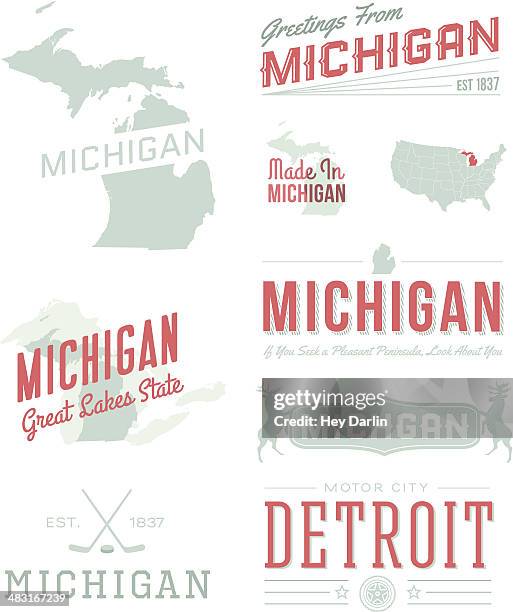 stockillustraties, clipart, cartoons en iconen met michigan typography - detroit michigan