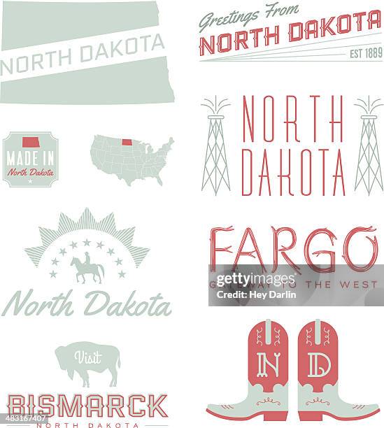 north dakota typography - bismarck north dakota stock illustrations