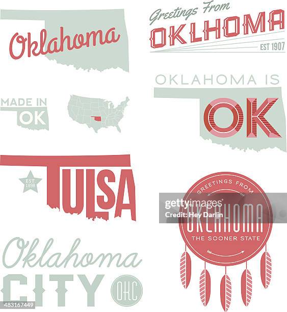 bildbanksillustrationer, clip art samt tecknat material och ikoner med oklahoma typography - oklahoma