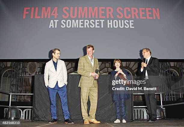 Mel Raido, Jason Flemyng, author Posy Simmonds and David Cox, programmer of the Film4 Summer Screen, attend a UK Premiere of "Gemma Bovery" at...