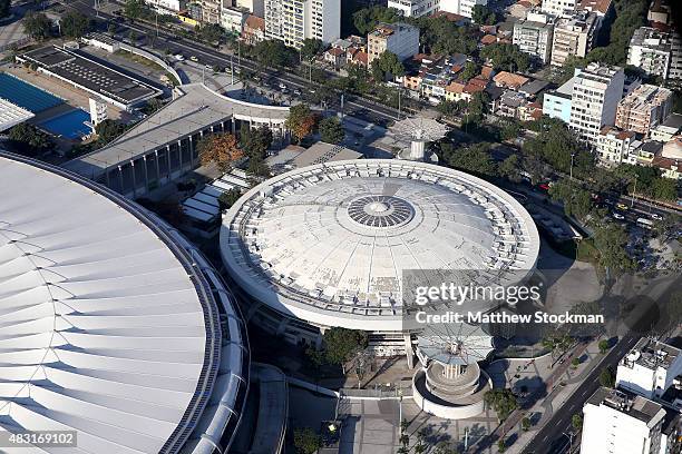 Aerial view of Maracanazinho with one year to go to the Rio 2016 Olympic Games on August 5, 2015 in Rio de Janeiro, Brazil.