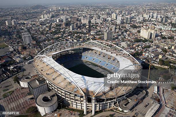 Aerial view of Olympic Stadium with one year to go to the Rio 2016 Olympic Games on August 5, 2015 in Rio de Janeiro, Brazil.