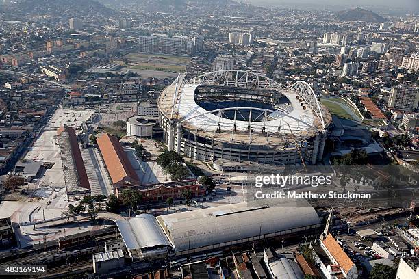 Aerial view of Olympic Stadium with one year to go to the Rio 2016 Olympic Games on August 5, 2015 in Rio de Janeiro, Brazil.