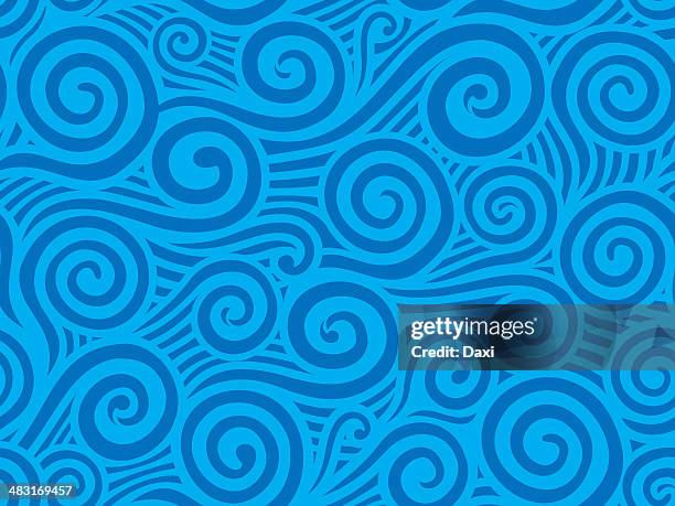 ocean wave - repeating swirl pattern stock illustrations