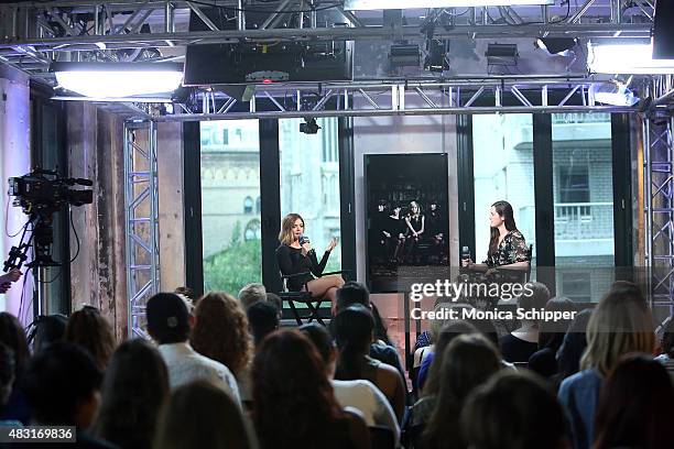 Actress and singer Lucy Hale speaks with Senior News Editor of Entertainment at The Huffington Post Leigh Blickley at AOL BUILD Speaker Series:...