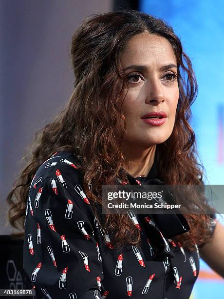 Actress, director and producer Salma Hayek speaks at AOL BUILD Speaker Series: "Kahlil Gibran's The Prophet" at AOL Studios In New York on August 6,...