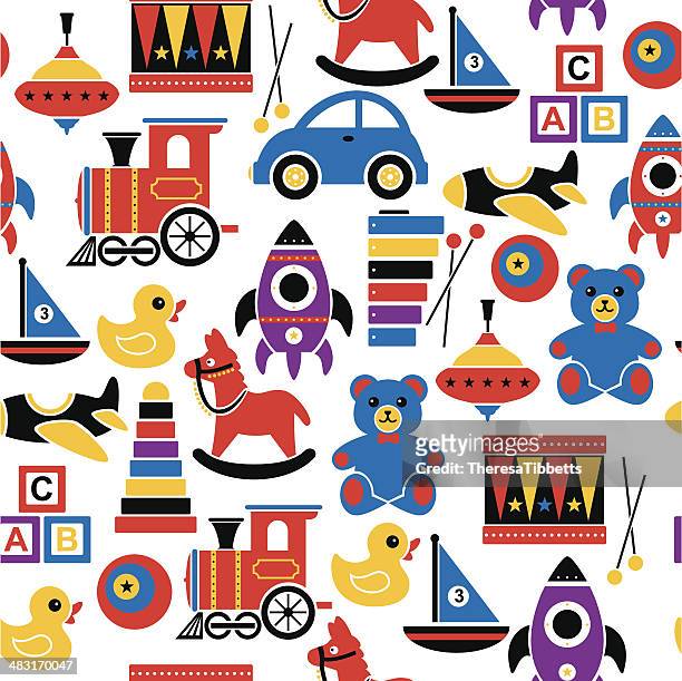 children's toy pattern - toys background stock illustrations