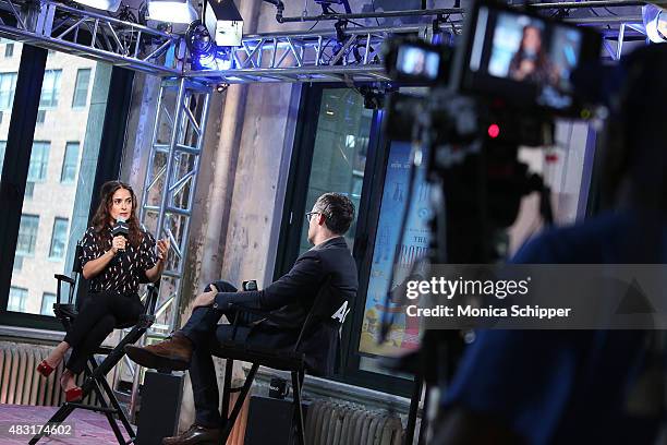 Actress, director and producer Salma Hayek speaks with Ricky Camilleri at AOL BUILD Speaker Series: "Kahlil Gibran's The Prophet" at AOL Studios In...