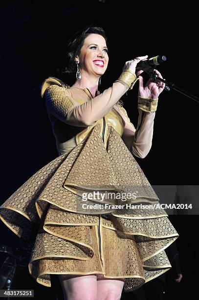Recording artist Shawna Thompson of music group Thompson Square performs onstage at the 49th Annual Academy of Country Music Awards All Star Jam at...