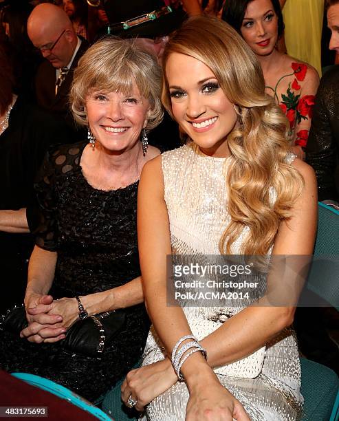 Recording artist Carrie Underwood and Carole Underwood attend the 49th Annual Academy of Country Music Awards at the MGM Grand Garden Arena on April...