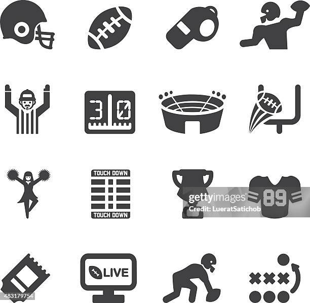 stockillustraties, clipart, cartoons en iconen met american football silhouette icons | eps10 - whistling