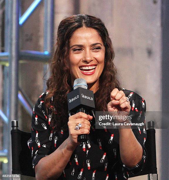 Salma Hayek attends AOL BUILD Speaker Series: "Kahlil Gibran's The Prophet" at AOL Studios In New York on August 6, 2015 in New York City.