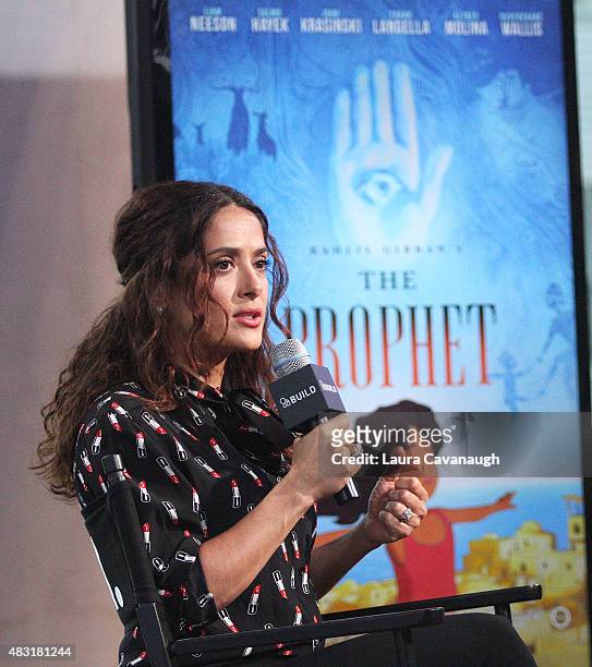 Salma Hayek attends AOL BUILD Speaker Series: "Kahlil Gibran's The Prophet" at AOL Studios In New York on August 6, 2015 in New York City.