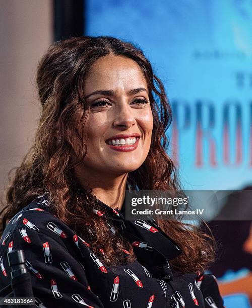 Salma Hayek attends the AOL BUILD Speaker Series: "Kahlil Gibran's The Prophet" at AOL Studios In New York on August 6, 2015 in New York City.