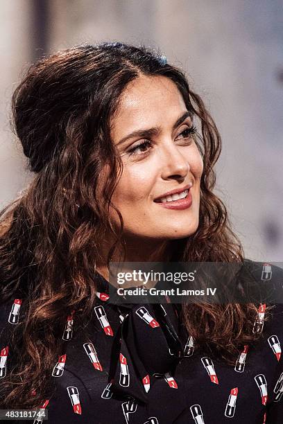 Salma Hayek attends the AOL BUILD Speaker Series: "Kahlil Gibran's The Prophet" at AOL Studios In New York on August 6, 2015 in New York City.
