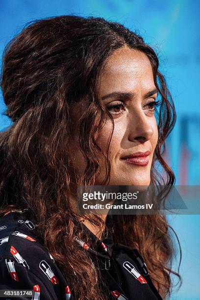 Salma Hayek attends the AOL BUILD Speaker Series: "Kahlil Gibran's The Prophet" at AOL Studios In New York on August 6, 2015 in New York City.