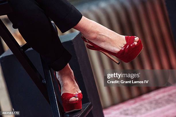 Salma Hayek, shoe detail, attends the AOL BUILD Speaker Series: "Kahlil Gibran's The Prophet" at AOL Studios In New York on August 6, 2015 in New...