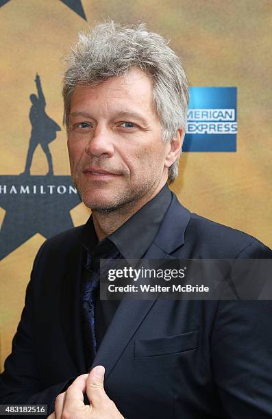 Jon Bon Jovi attends the Broadway opening night performance of"Hamilton" at the Richard Rodgers Theatre on August 6, 2015 in New York City.