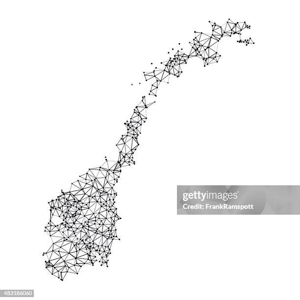 bildbanksillustrationer, clip art samt tecknat material och ikoner med norway map network black and white - norge