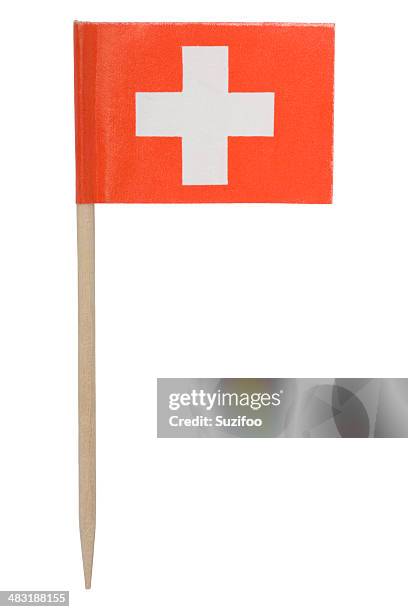 schweizer flagge zahnstocher (xl - schweizer flagge stock-fotos und bilder