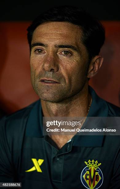 Villarreal CF manager Marcelino Garcia looks on before a Pre Season Friendly match between Levante UD and Villarreal CF at Ciutat de Valencia Stadium...