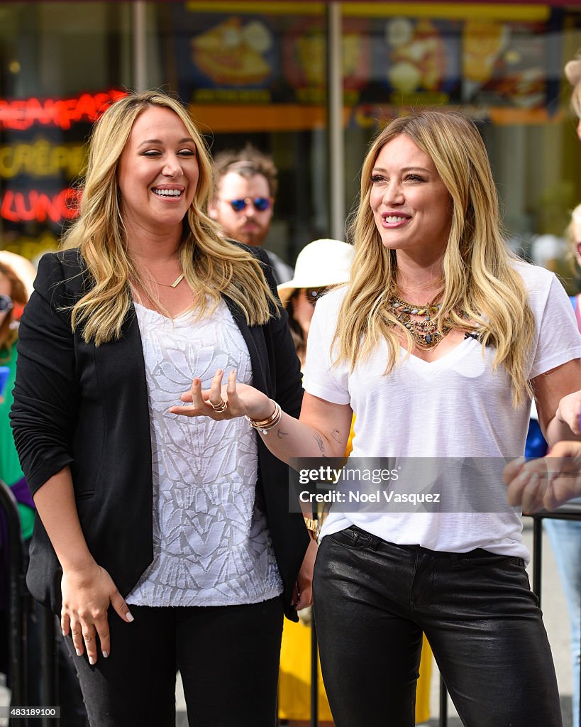 Hilary Duff And Haylie Duff On "Extra"