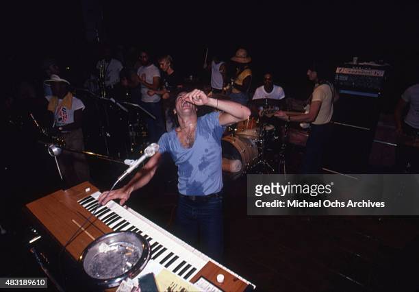 Musician Henry Wayne "KC" Casey of the funk group "KC and the Sunshine Band" performs onstage in July 1979 in Los Angeles, California.