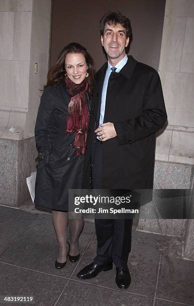 Georgia Stitt and composer Jason Robert Brown attend the Broadway opening night of "The Realistic Joneses" at The Lyceum Theater on April 6, 2014 in...