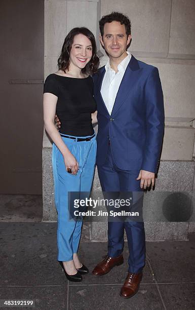 Actor Santino Fontana and guest attend the Broadway opening night of "The Realistic Joneses" at The Lyceum Theater on April 6, 2014 in New York City.
