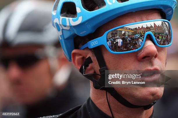 David Millar of Great Britain and Garmin-Sharp waits on the start line ahead of the 98th Tour of Flanders from Bruges to Oudenaarde on April 6, 2014...