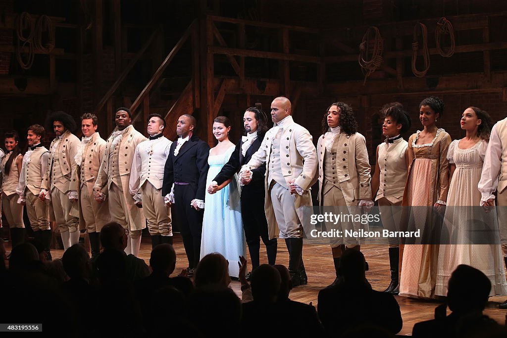 "Hamilton" Broadway Opening Night - Arrivals And Curtain Call