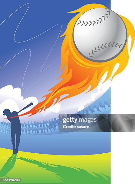 stockillustraties, clipart, cartoons en iconen met homerun! - honkbal bal