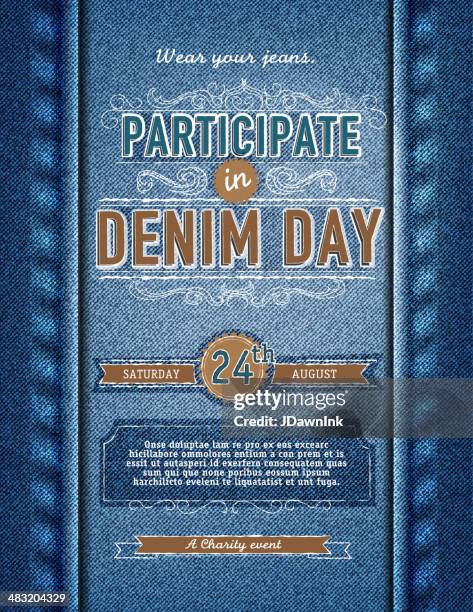 bildbanksillustrationer, clip art samt tecknat material och ikoner med denim day participation poster design template - denim