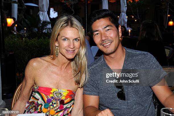 Tom Ford West Coast VIP Relations Director Crystal Lourd and AG Jeans President & Creative Director Samuel Ku attend AG Jeans and Vanity Fair Dinner...