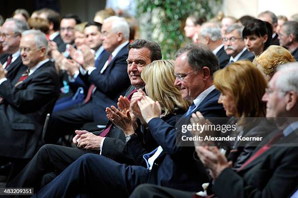 Former German Chancellor Gerhard Schroeder attends a reception to celebrate his 70th birthday at City Hall on April 7, 2014 in Hanover, Germany....