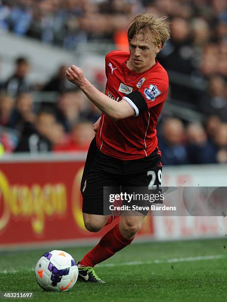Mats Daehli of Cardiff City in action during the Barclays Premier League match between Cardiff City and Crystal Palace at Cardiff City Stadium on...