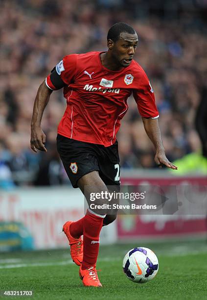 Kevin Theophile-Catherine of Cardiff City in action during the Barclays Premier League match between Cardiff City and Crystal Palace at Cardiff City...