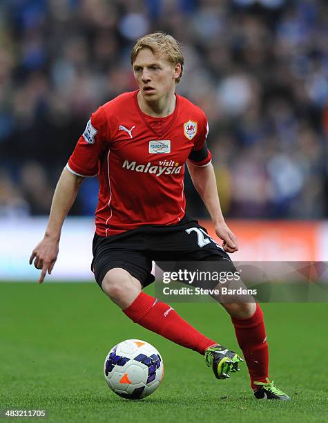 Mats Daehli of Cardiff City in action during the Barclays Premier League match between Cardiff City and Crystal Palace at Cardiff City Stadium on...