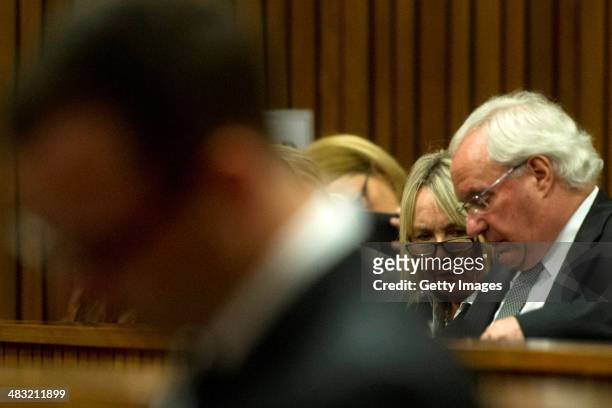 June Steenkamp, the mother of Reeva Steenkamp, sits inside the Pretoria High Court during the trial of Oscar Pistorius for the murder of her daughter...